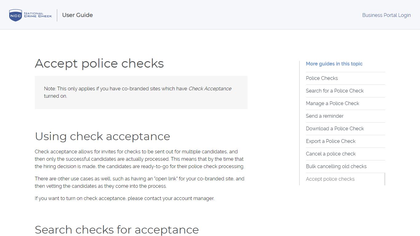 Accept police checks | User Manual - National Crime Check